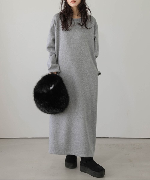 La-gemme（ラジェム）の「裏起毛スウェットロングワンピース（ワンピース・レディース・ブラック/グレー/モカ/オートミール・フリー）」の20枚目の写真