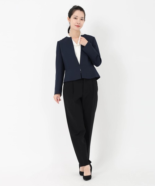 STRAWBERRY-FIELDS（ストロベリーフィールズ）の「セレモニー・オフィスシーンにおすすめなアイテム　ペプラムジャケット（ノーカラージャケット・レディース・ベージュ/ブラック/ネイビー・2/3）」の21枚目の写真