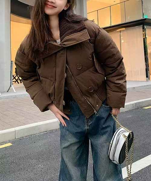 gossip!ロサンゼルス(ゴシップロサンゼルス)の「2WAY 中綿ブルゾン 中綿ジャケット(テーラードジャケット・レディース・オフホワイト/ブラック/ブラウン・FREE)」の9枚目の写真