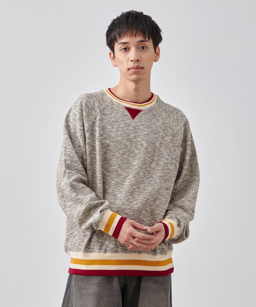 【セール】【Healthknit / ヘルスニット】ライン リブ クルーネックスウェット / HR24FM007（スウェット）｜Healthknit（ヘルスニット）