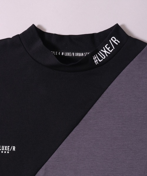 LUXE/R GOLF(ラグジュ ゴルフ)の「(RM)【LUXE/R GOLF】ストレッチ スムース 切り替え 配色 モックネック 長袖 Tシャツ(Tシャツ/カットソー・メンズ・ブラック系/ホワイト系・L/XL/M)」の6枚目の写真