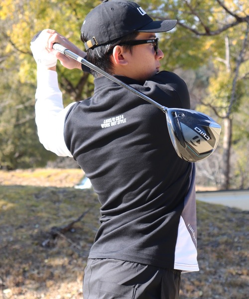 LUXE/R GOLF(ラグジュ ゴルフ)の「(RM)【LUXE/R GOLF】ストレッチ スムース 切り替え 配色 モックネック 長袖 Tシャツ(Tシャツ/カットソー・メンズ・ブラック系/ホワイト系・L/XL/M)」の20枚目の写真