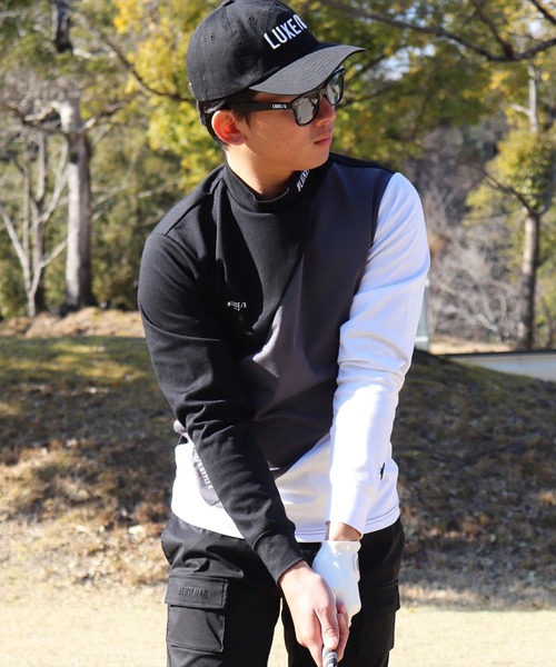 LUXE/R GOLF(ラグジュ ゴルフ)の「(RM)【LUXE/R GOLF】ストレッチ スムース 切り替え 配色 モックネック 長袖 Tシャツ(Tシャツ/カットソー・メンズ・ブラック系/ホワイト系・L/XL/M)」の18枚目の写真