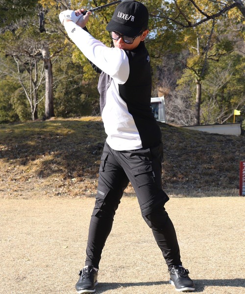 LUXE/R GOLF(ラグジュ ゴルフ)の「(RM)【LUXE/R GOLF】ストレッチ スムース 切り替え 配色 モックネック 長袖 Tシャツ(Tシャツ/カットソー・メンズ・ブラック系/ホワイト系・L/XL/M)」の19枚目の写真