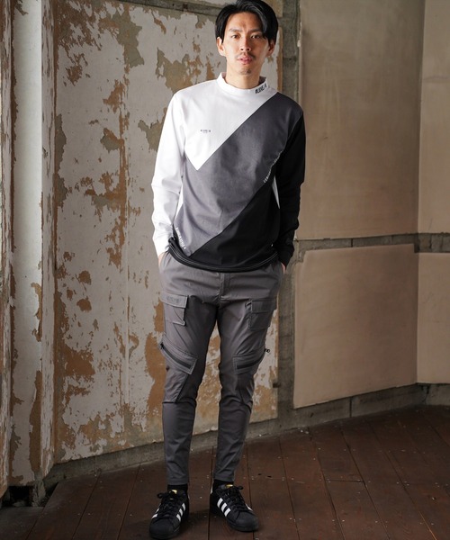 LUXE/R GOLF(ラグジュ ゴルフ)の「(RM)【LUXE/R GOLF】ストレッチ スムース 切り替え 配色 モックネック 長袖 Tシャツ(Tシャツ/カットソー・メンズ・ブラック系/ホワイト系・L/XL/M)」の21枚目の写真