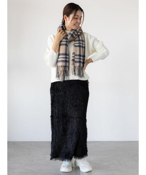 Lugnoncure（ルノンキュール）の「リブ切替ボトルネックニット（ニット/セーター・レディース・オフホワイト/ブラック/ラベンダー/グリーン/ピンク・F）」の11枚目の写真