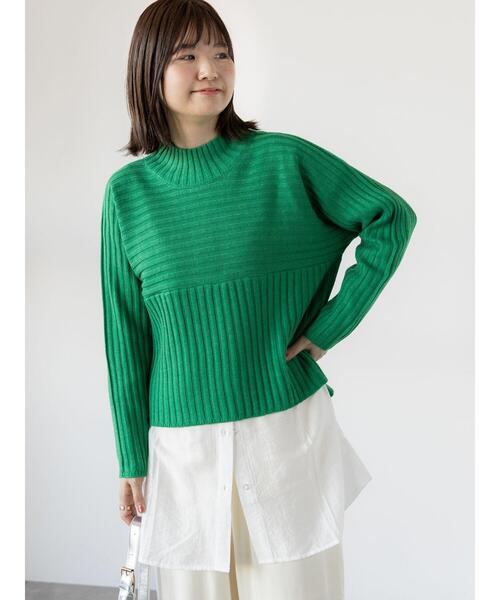 Lugnoncure（ルノンキュール）の「リブ切替ボトルネックニット（ニット/セーター・レディース・オフホワイト/ブラック/ラベンダー/グリーン/ピンク・F）」の15枚目の写真