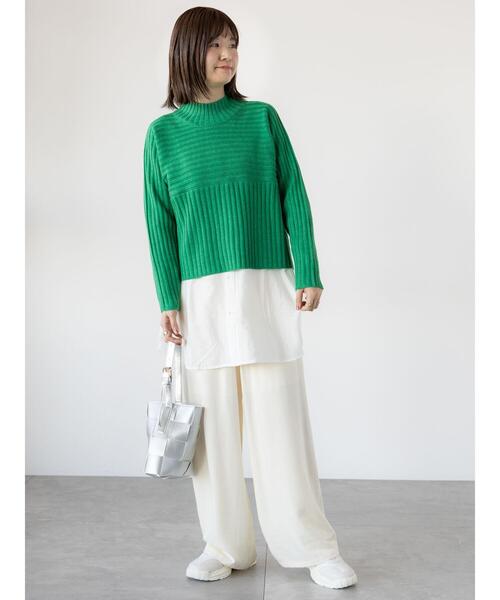 Lugnoncure（ルノンキュール）の「リブ切替ボトルネックニット（ニット/セーター・レディース・オフホワイト/ブラック/ラベンダー/グリーン/ピンク・F）」の16枚目の写真