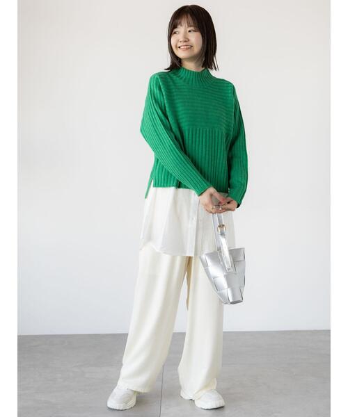 Lugnoncure（ルノンキュール）の「リブ切替ボトルネックニット（ニット/セーター・レディース・オフホワイト/ブラック/ラベンダー/グリーン/ピンク・F）」の17枚目の写真