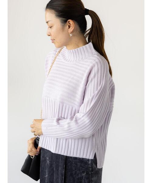 Lugnoncure（ルノンキュール）の「リブ切替ボトルネックニット（ニット/セーター・レディース・オフホワイト/ブラック/ラベンダー/グリーン/ピンク・F）」の18枚目の写真