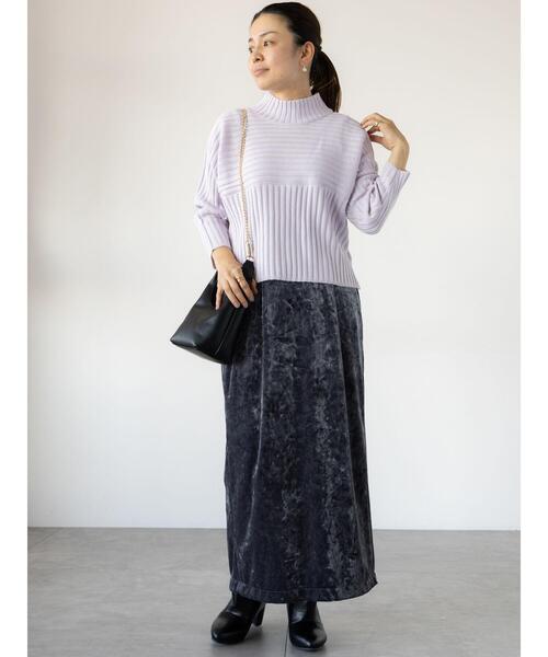 Lugnoncure（ルノンキュール）の「リブ切替ボトルネックニット（ニット/セーター・レディース・オフホワイト/ブラック/ラベンダー/グリーン/ピンク・F）」の19枚目の写真