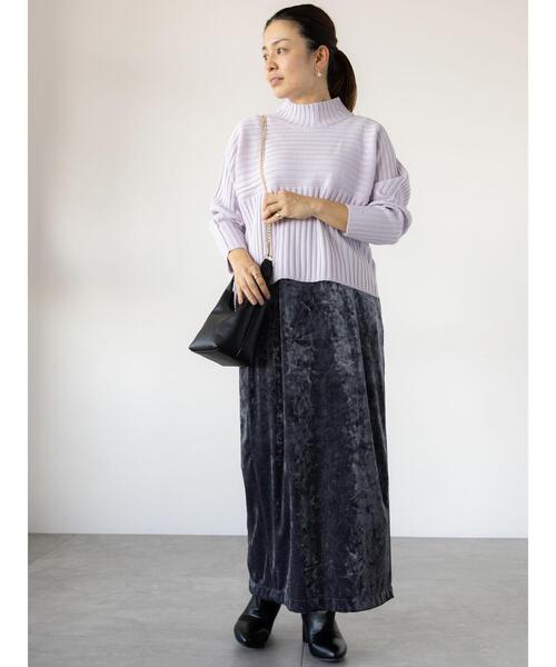 Lugnoncure（ルノンキュール）の「リブ切替ボトルネックニット（ニット/セーター・レディース・オフホワイト/ブラック/ラベンダー/グリーン/ピンク・F）」の20枚目の写真