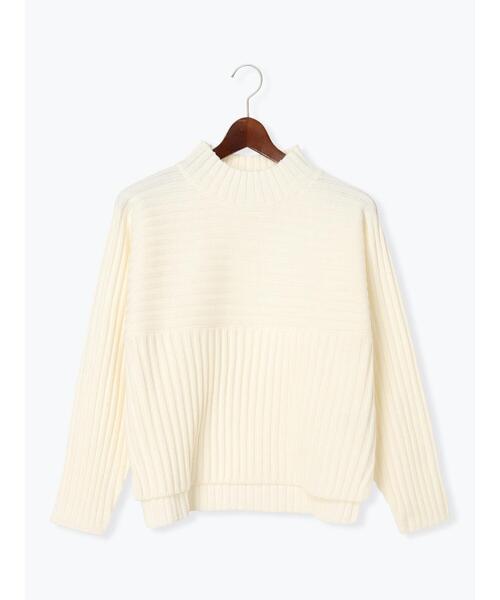 Lugnoncure（ルノンキュール）の「リブ切替ボトルネックニット（ニット/セーター・レディース・オフホワイト/ブラック/ラベンダー/グリーン/ピンク・F）」の21枚目の写真