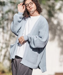 mcg3594-Waffle Cotton Knit Buttonless Cardigan ニットカーディガン