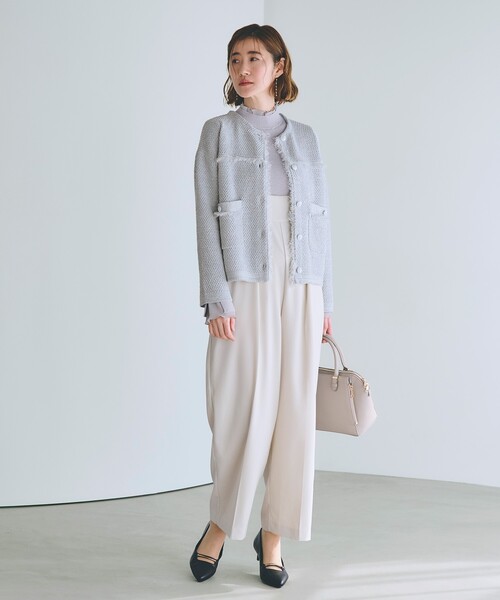 grove（グローブ）の「ツイードニットジャケット（ノーカラージャケット・レディース・サックスブルー/ライトグレー系9/ネイビー・02/01/03）」の12枚目の写真