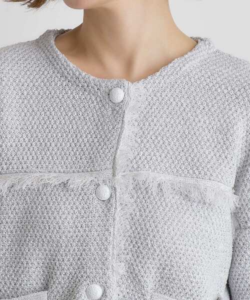 grove（グローブ）の「ツイードニットジャケット（ノーカラージャケット・レディース・サックスブルー/ライトグレー系9/ネイビー・02/01/03）」の22枚目の写真