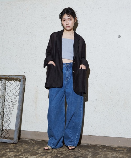 NOMINE(ノミネ)の「バックスリット シルキー シアー ジャケット(テーラードジャケット・レディース・アイボリー/グレイッシュベージュ/ブラック/キャメル・フリー)」の13枚目の写真