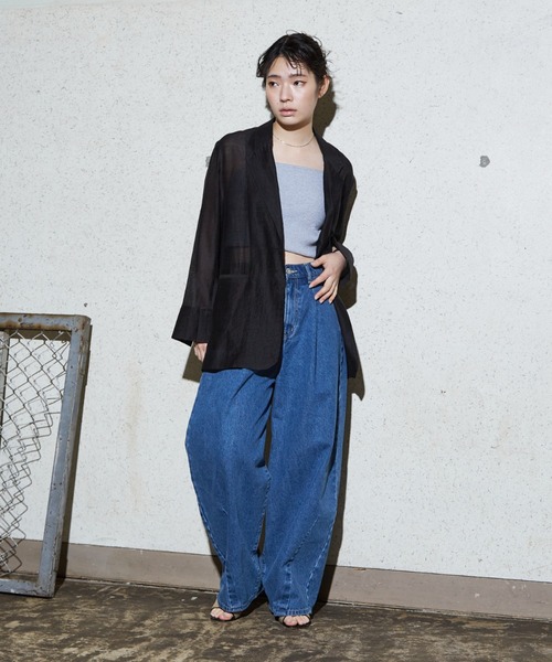 NOMINE(ノミネ)の「バックスリット シルキー シアー ジャケット(テーラードジャケット・レディース・アイボリー/グレイッシュベージュ/ブラック/キャメル・フリー)」の14枚目の写真