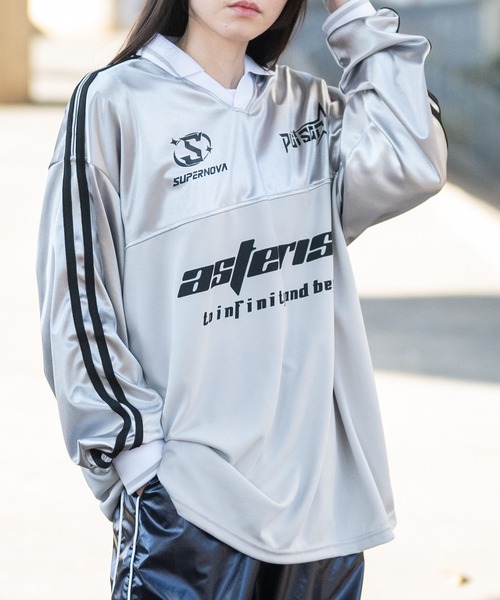 JOHN'S CLOSET（ジョンズクローゼット）の「【13】グロッシー ユニフォームデザイン ゲームTシャツ（Tシャツ/カットソー・メンズ・ブラック/ネイビー/グレー・MEDIUM/SMALL/LARGE）」の3枚目の写真