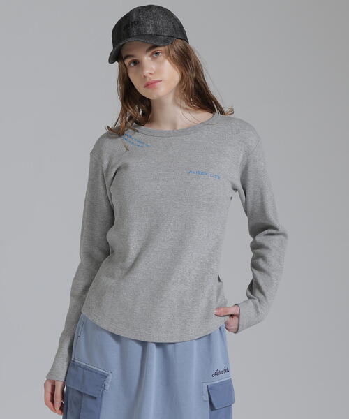 AVIREX(アヴィレックス)の「DOODLE PRINT HONEYCOMB WAFFLE T-SHIRT/ダブルプリント ハニカムワッフルTシャツ(Tシャツ/カットソー・レディース・ホワイト/ネイビー/グレー・M/S)」の7枚目の写真