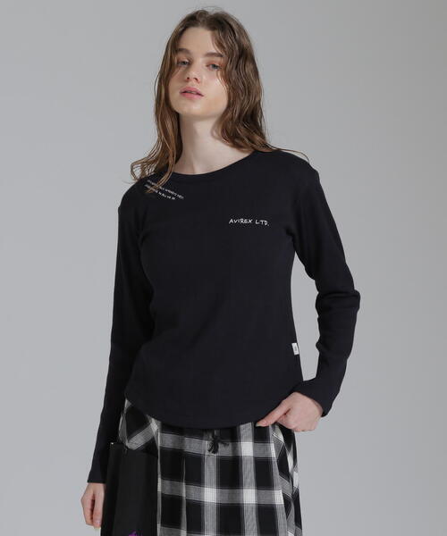 AVIREX(アヴィレックス)の「DOODLE PRINT HONEYCOMB WAFFLE T-SHIRT/ダブルプリント ハニカムワッフルTシャツ(Tシャツ/カットソー・レディース・ホワイト/ネイビー/グレー・M/S)」の16枚目の写真