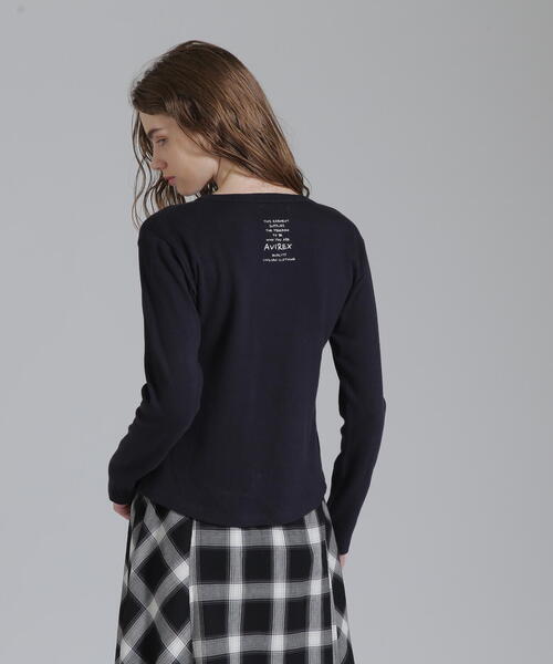 AVIREX(アヴィレックス)の「DOODLE PRINT HONEYCOMB WAFFLE T-SHIRT/ダブルプリント ハニカムワッフルTシャツ(Tシャツ/カットソー・レディース・ホワイト/ネイビー/グレー・M/S)」の18枚目の写真