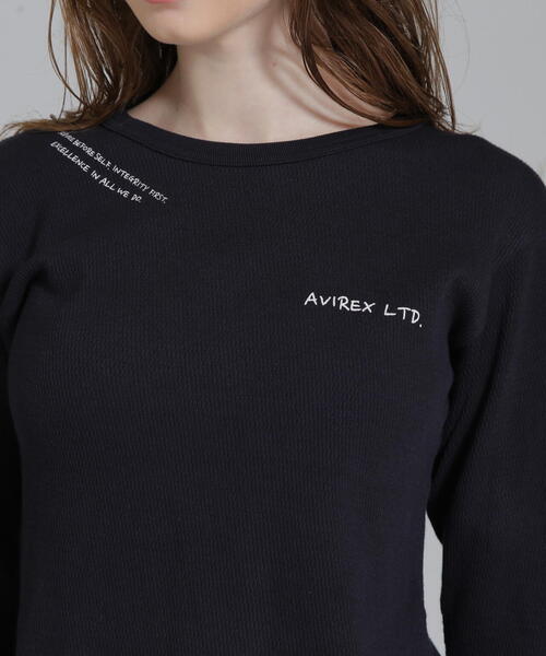 AVIREX(アヴィレックス)の「DOODLE PRINT HONEYCOMB WAFFLE T-SHIRT/ダブルプリント ハニカムワッフルTシャツ(Tシャツ/カットソー・レディース・ホワイト/ネイビー/グレー・M/S)」の19枚目の写真
