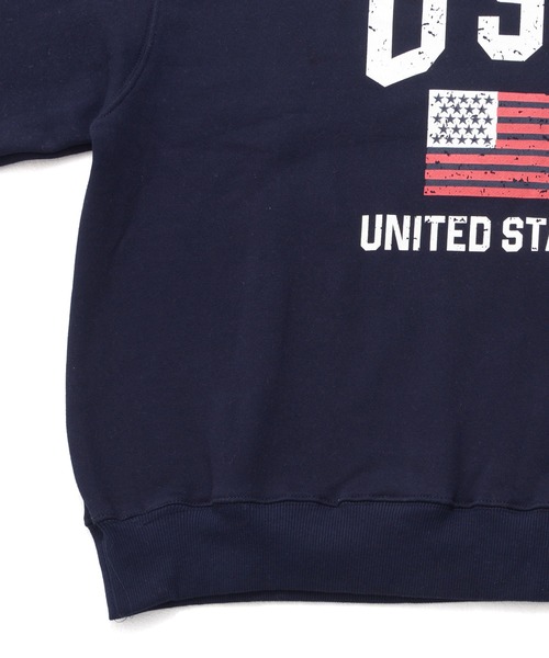 KOREAN SELECT】USA ロゴ 星条旗 かすれプリント 裏起毛 ビッグ