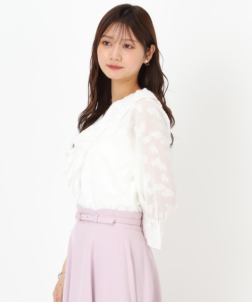 MISCH MASCH(ミッシュマッシュ)の「ラメジャガードフリルブラウス(シャツ/ブラウス・レディース・ブルー/グリーン/ホワイト・フリ-)」の11枚目の写真