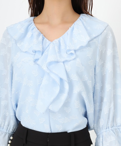 MISCH MASCH(ミッシュマッシュ)の「ラメジャガードフリルブラウス(シャツ/ブラウス・レディース・ブルー/グリーン/ホワイト・フリ-)」の14枚目の写真