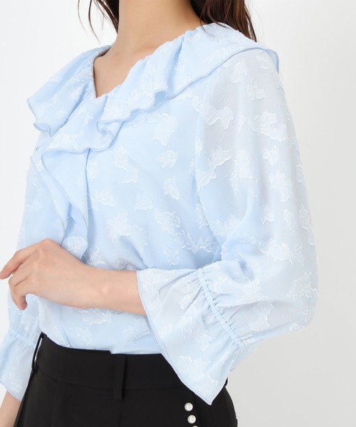 MISCH MASCH(ミッシュマッシュ)の「ラメジャガードフリルブラウス(シャツ/ブラウス・レディース・ブルー/グリーン/ホワイト・フリ-)」の15枚目の写真