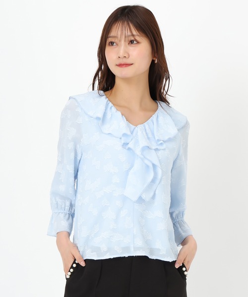 MISCH MASCH(ミッシュマッシュ)の「ラメジャガードフリルブラウス(シャツ/ブラウス・レディース・ブルー/グリーン/ホワイト・フリ-)」の18枚目の写真