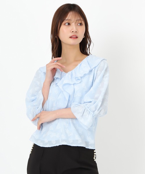 MISCH MASCH(ミッシュマッシュ)の「ラメジャガードフリルブラウス(シャツ/ブラウス・レディース・ブルー/グリーン/ホワイト・フリ-)」の19枚目の写真
