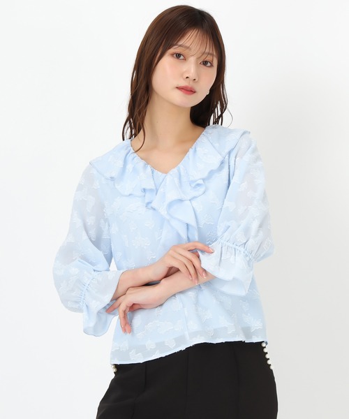 MISCH MASCH(ミッシュマッシュ)の「ラメジャガードフリルブラウス(シャツ/ブラウス・レディース・ブルー/グリーン/ホワイト・フリ-)」の20枚目の写真
