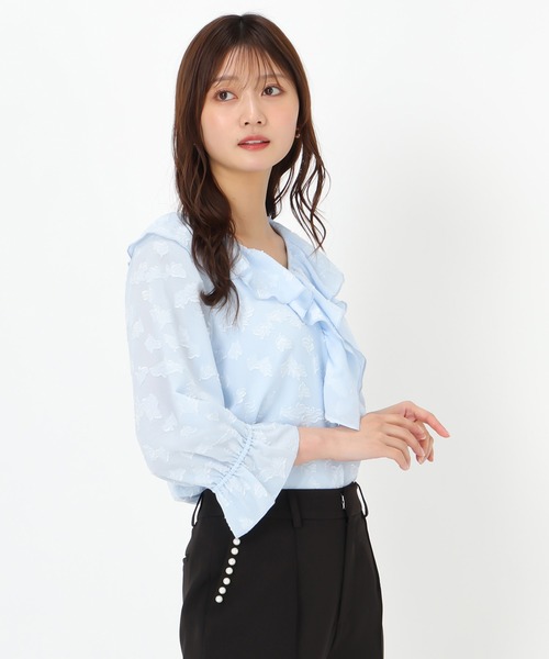【美品】  MURRAL / ミューラル | Fluffy jacquard shirt ジャガード シャツ ブラウス | F | ライトブルー | レディース MURRAL - 【美品】 MURRAL / ミューラル | Fluffy jacquard