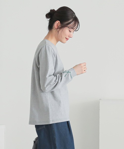 n'OrLABEL（ノアールレーベル）の「配色ステッチロゴ刺繍ロンT（Tシャツ/カットソー・レディース・ホワイト/ブラック/杢グレー・S～Ｍ/3L/L～LL）」の19枚目の写真