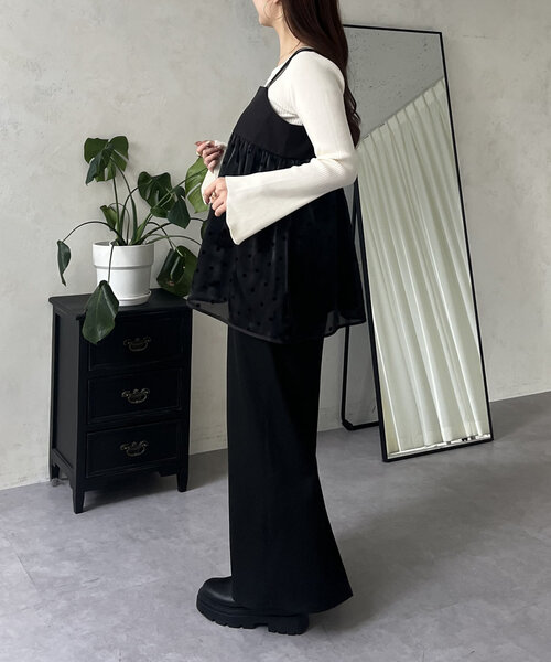 prose verse（プロズヴェール）の「シアードット切替ビスチェ（キャミソール・レディース・ブラック/ブラック系その他・MEDIUM/LARGE）」の4枚目の写真