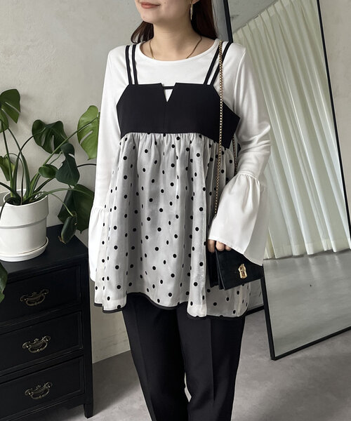 prose verse（プロズヴェール）の「シアードット切替ビスチェ（キャミソール・レディース・ブラック/ブラック系その他・MEDIUM/LARGE）」の10枚目の写真