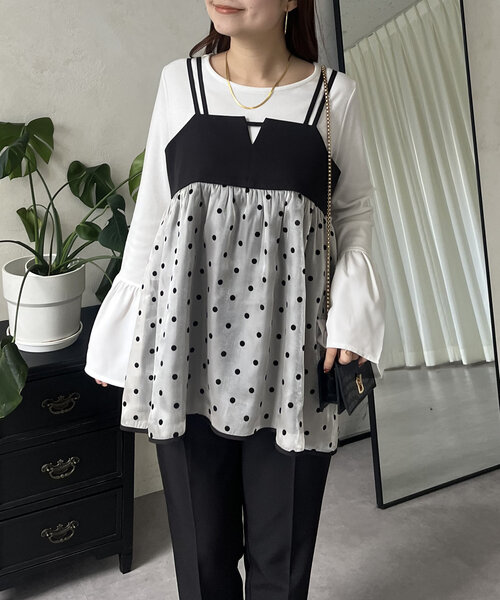 prose verse（プロズヴェール）の「シアードット切替ビスチェ（キャミソール・レディース・ブラック/ブラック系その他・MEDIUM/LARGE）」の11枚目の写真