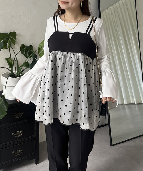 prose verse（プロズヴェール）の「シアードット切替ビスチェ（キャミソール・レディース・ブラック/ブラック系その他・MEDIUM/LARGE）」の12枚目の写真