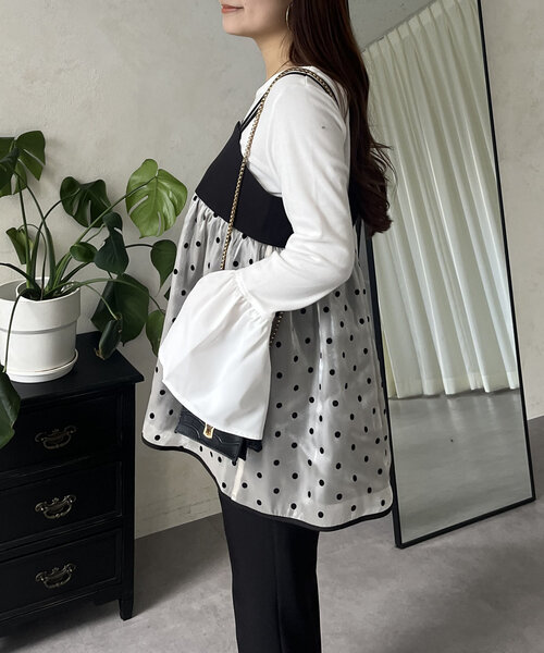 prose verse（プロズヴェール）の「シアードット切替ビスチェ（キャミソール・レディース・ブラック/ブラック系その他・MEDIUM/LARGE）」の13枚目の写真