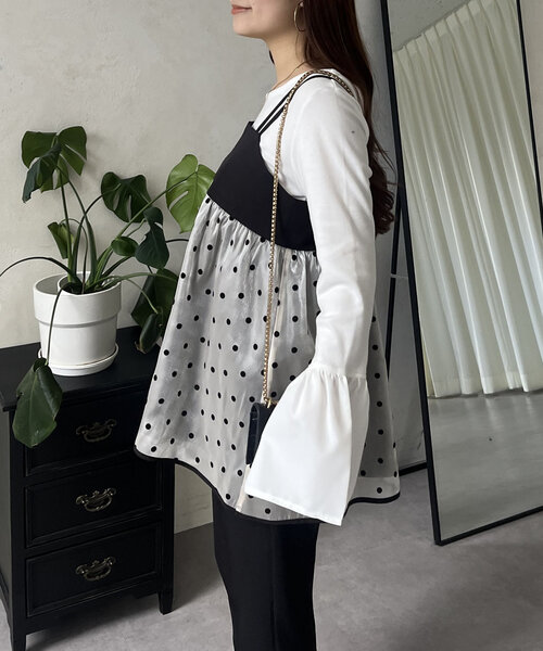 prose verse（プロズヴェール）の「シアードット切替ビスチェ（キャミソール・レディース・ブラック/ブラック系その他・MEDIUM/LARGE）」の14枚目の写真