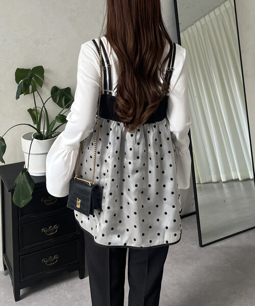 prose verse（プロズヴェール）の「シアードット切替ビスチェ（キャミソール・レディース・ブラック/ブラック系その他・MEDIUM/LARGE）」の15枚目の写真