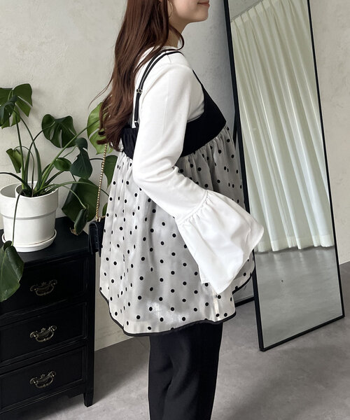 prose verse（プロズヴェール）の「シアードット切替ビスチェ（キャミソール・レディース・ブラック/ブラック系その他・MEDIUM/LARGE）」の16枚目の写真