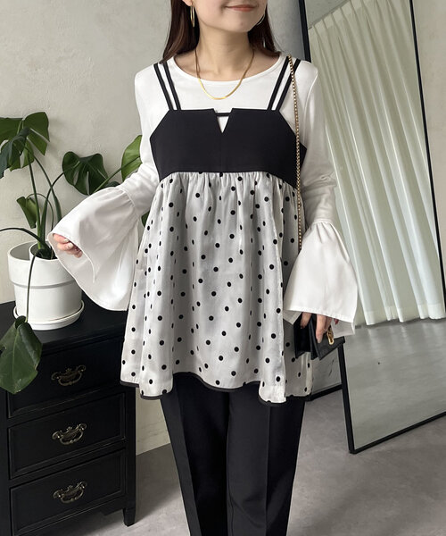 prose verse（プロズヴェール）の「シアードット切替ビスチェ（キャミソール・レディース・ブラック/ブラック系その他・MEDIUM/LARGE）」の20枚目の写真