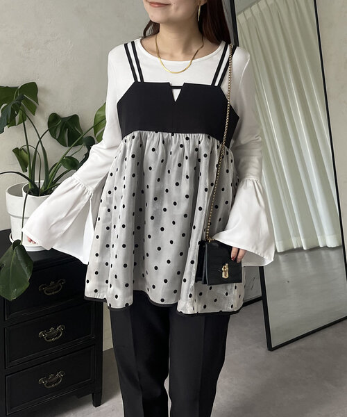 prose verse（プロズヴェール）の「シアードット切替ビスチェ（キャミソール・レディース・ブラック/ブラック系その他・MEDIUM/LARGE）」の21枚目の写真