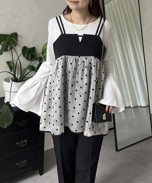 prose verse（プロズヴェール）の「シアードット切替ビスチェ（キャミソール・レディース・ブラック/ブラック系その他・MEDIUM/LARGE）」の22枚目の写真