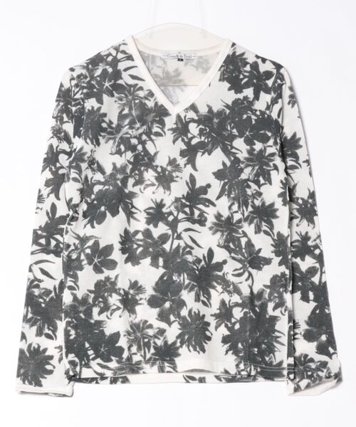 B.I.D.(ビーアイディー)の「《Growth by Grail》ワントーンボタニカルデザイン Vネックカット(Tシャツ/カットソー・メンズ・ネイビー/ワインレッド/ホワイト・LARGE/MEDIUM)」の1枚目の写真