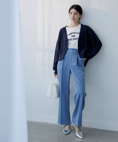 VIS(ビス)の「コンパクトフロッキープリントロゴTシャツ(Tシャツ/カットソー・レディース・ホワイト/ネイビー/イエロー・FREE)」の12枚目の写真