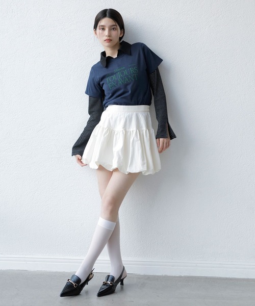 VIS(ビス)の「コンパクトフロッキープリントロゴTシャツ(Tシャツ/カットソー・レディース・ホワイト/ネイビー/イエロー・FREE)」の14枚目の写真